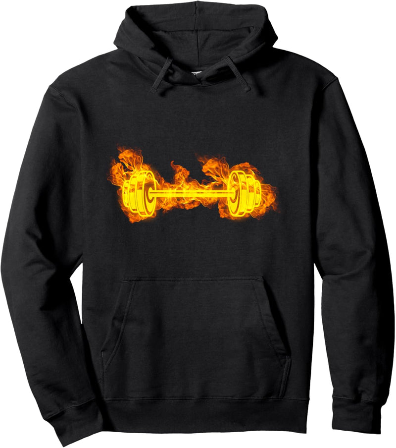 Feuer Langhantel Flammen Gewichtheben Fitnessstudio Fitness Pullover Hoodie