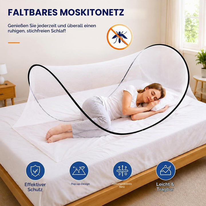 Faltbares Moskitonetz, Ultraleichtes Pop-up Moskitonetzzelt mit Schlafmaske, Tragbares Insektennetz
