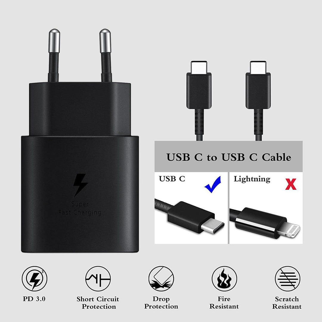 Powersky (2er Pack) 25W Netzteil USB C Schnellladegerät für Samsung Galaxy S24/ S23/ S22/ S22 Plus/
