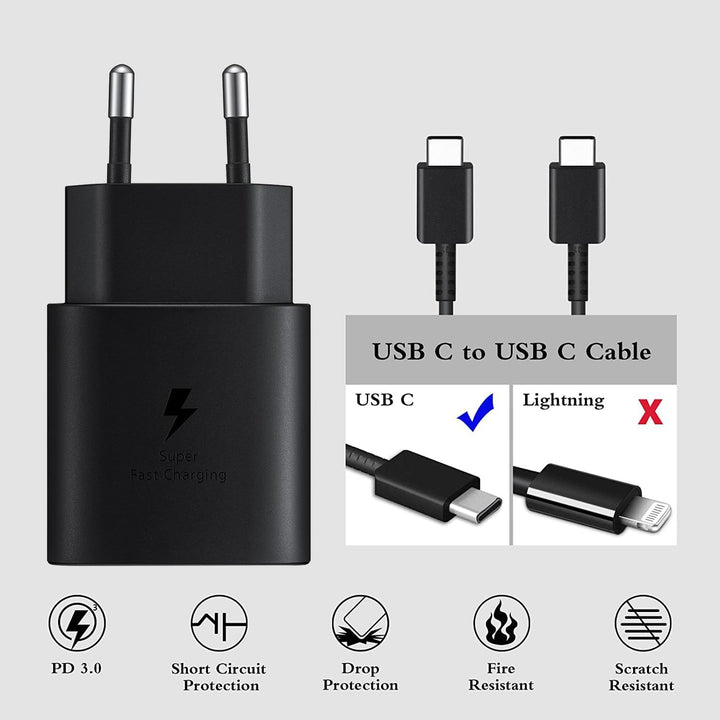 Powersky (2er Pack) 25W Netzteil USB C Schnellladegerät für Samsung Galaxy S24/ S23/ S22/ S22 Plus/
