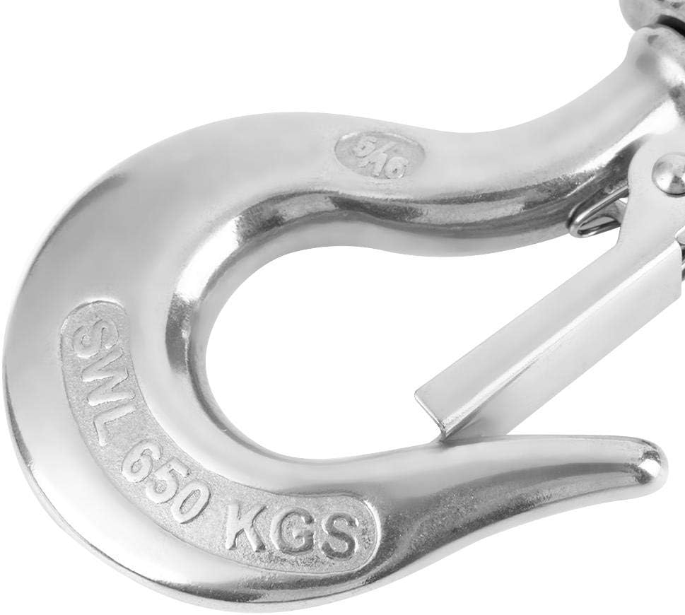 Sicherheitshaken Drehhaken Edelstahl Ösenhaken Hebehaken mit Verriegelung Takelage Zubehör 650 kg 2