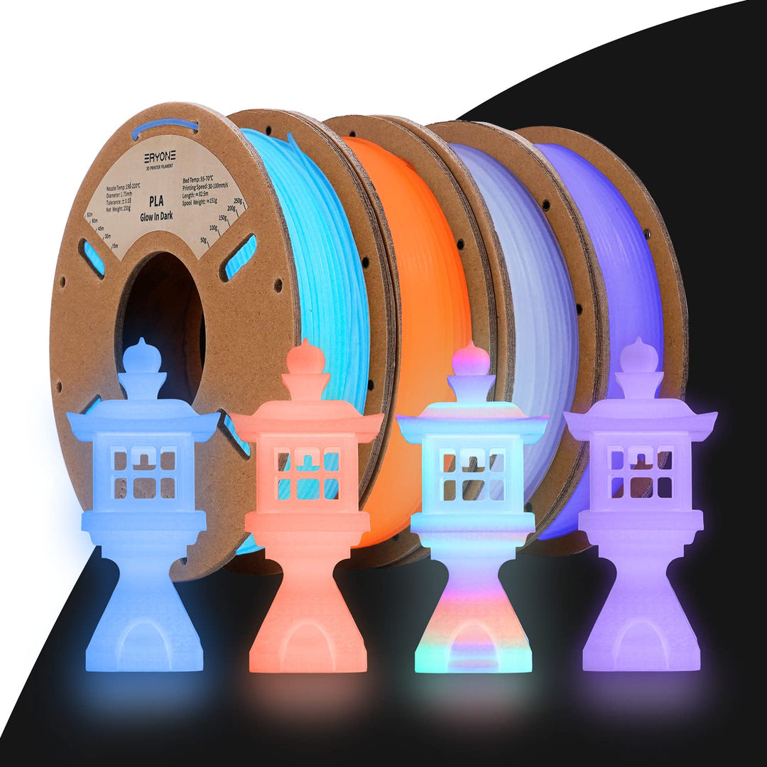 ERYONE PLA Filament Glow in the Dark 1.75 mm, 3D Printer Filament for 3D Printers 250 g Spools in 4