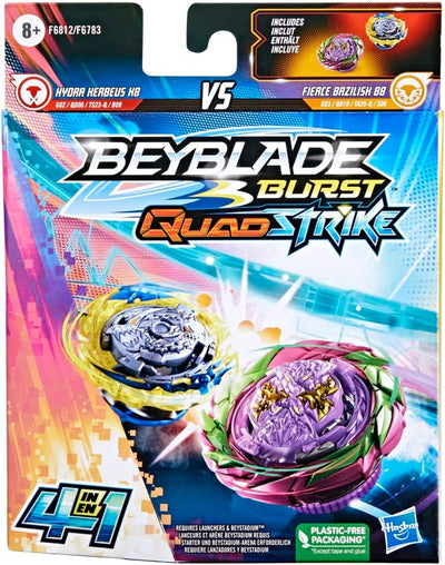 Beyblade Burst QuadStrike Fierce Bazilisk B8 und Hydra Kerbeus K8 Kreisel Doppelpack, Battle Kreisel