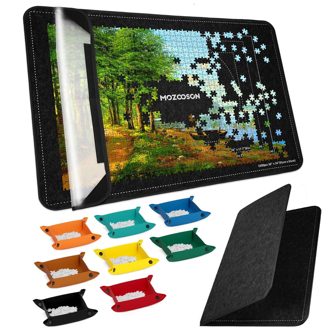MOZOOSON Faltbares Puzzlebrett, Puzzlematte 2000 Teile mit Abdeckung, Puzzle-Aufbewahrung 41.3x31.5i
