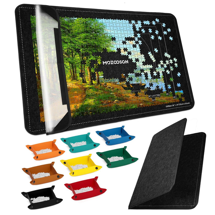 MOZOOSON Faltbares Puzzlebrett, Puzzlematte 2000 Teile mit Abdeckung, Puzzle-Aufbewahrung 41.3x31.5i