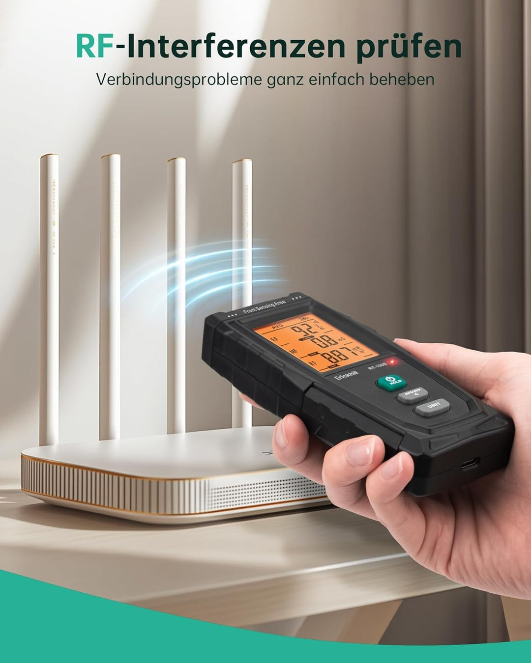 ERICKHILL EMF-Messgerät, digitaler Strahlungsdetektor für elektromagnetische Felder Handgehaltener L