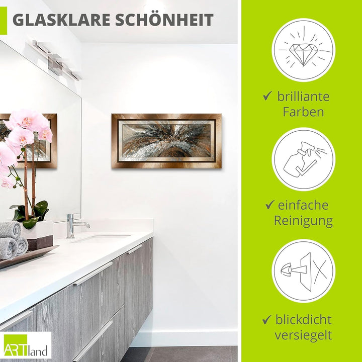 ARTland Glasbilder Wandbild Glas Bild einteilig 60x30 cm Querformat Abstrakte Kunst Geometrie Modern