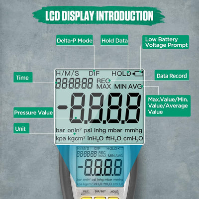 Digitales Manometer,DY27A Differentialmanometer,Digitales Differenzdruck-Manometer Lüftungssystem/Ga