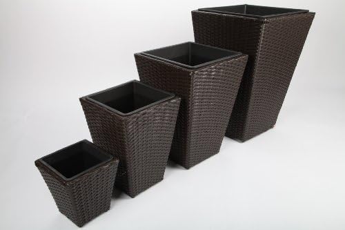 point-garden 4X Blumenkübel Pflanzkübel Pflanzgefäss Blumentopf aus Polyrattan Höhe 25-67cm