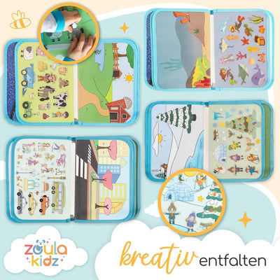 zoula kidz® Stickerbuch ab 3 Jahre - hochwertige, Wiederverwendbare Sticker ohne Klebstoff - Sticker