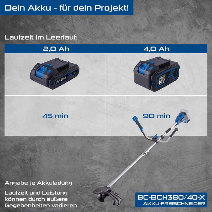 Scheppach Akku-Freischneider BC-BCH380/40-X Brushless | Schnittbreite Rasentrimmer 380 mm/Motorsense