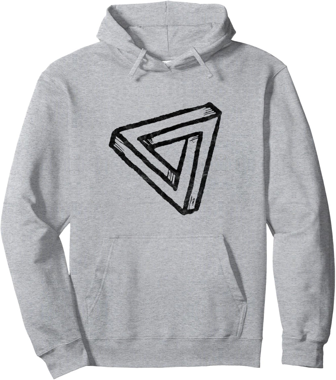 Impossible Geometry Futuristic Distressed Triangle Sketch Pullover Hoodie