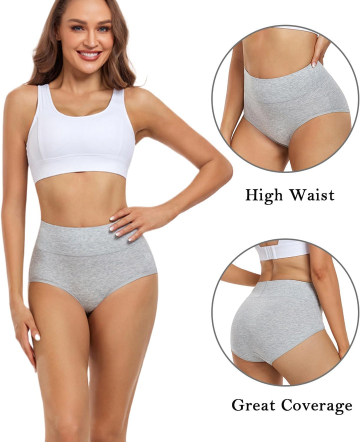 wirarpa Unterhosen Damen Baumwolle Frauen Unterwäsche Hohe Taille Slips Hoher Taillenslip 4er Pack X