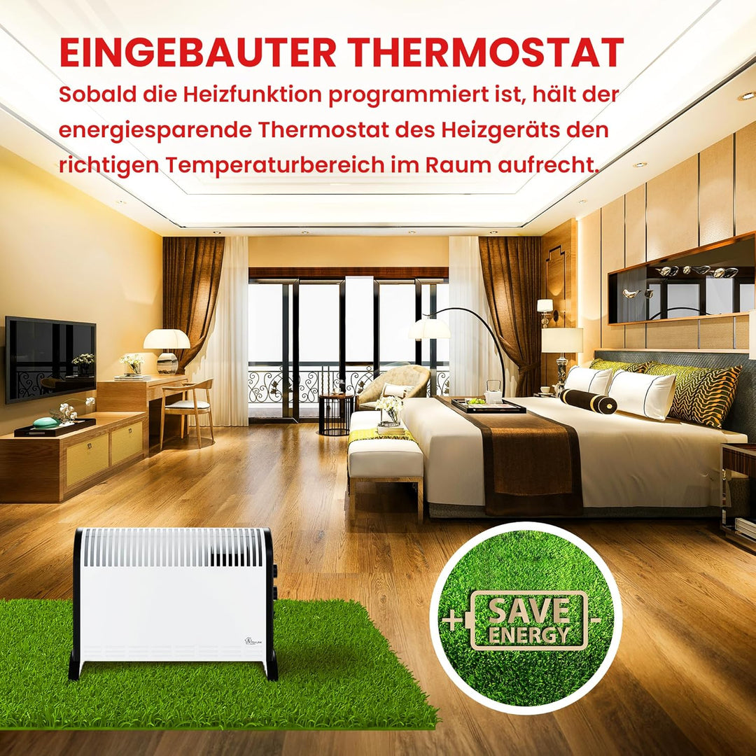 Extralink Konvektorheizung 2000W Elektroheizung 3-stufige Leistungsregelung eingebauter Thermostat e