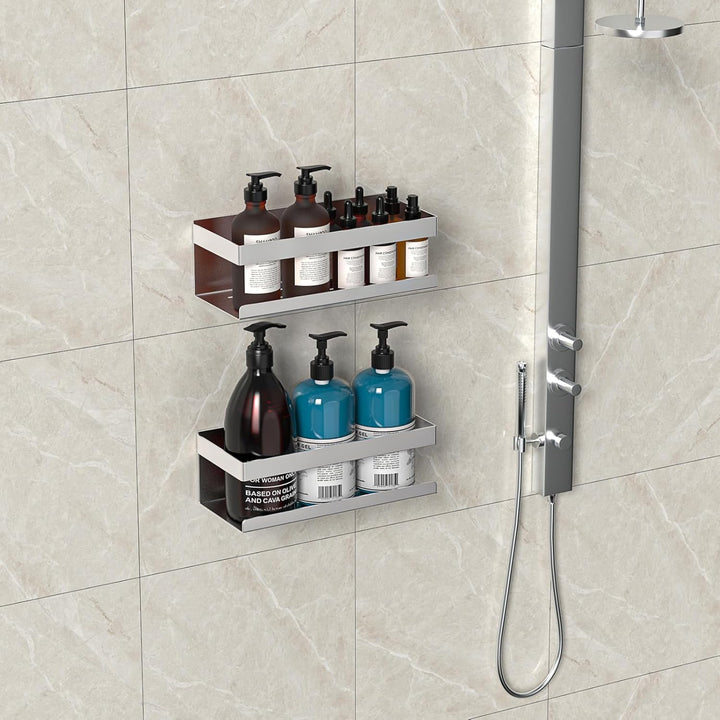 UUlioyer Duschablage ohne Bohren, Duschregal aus Edelstahl SUS304, 2 Stück Badezimmer Regal Organize