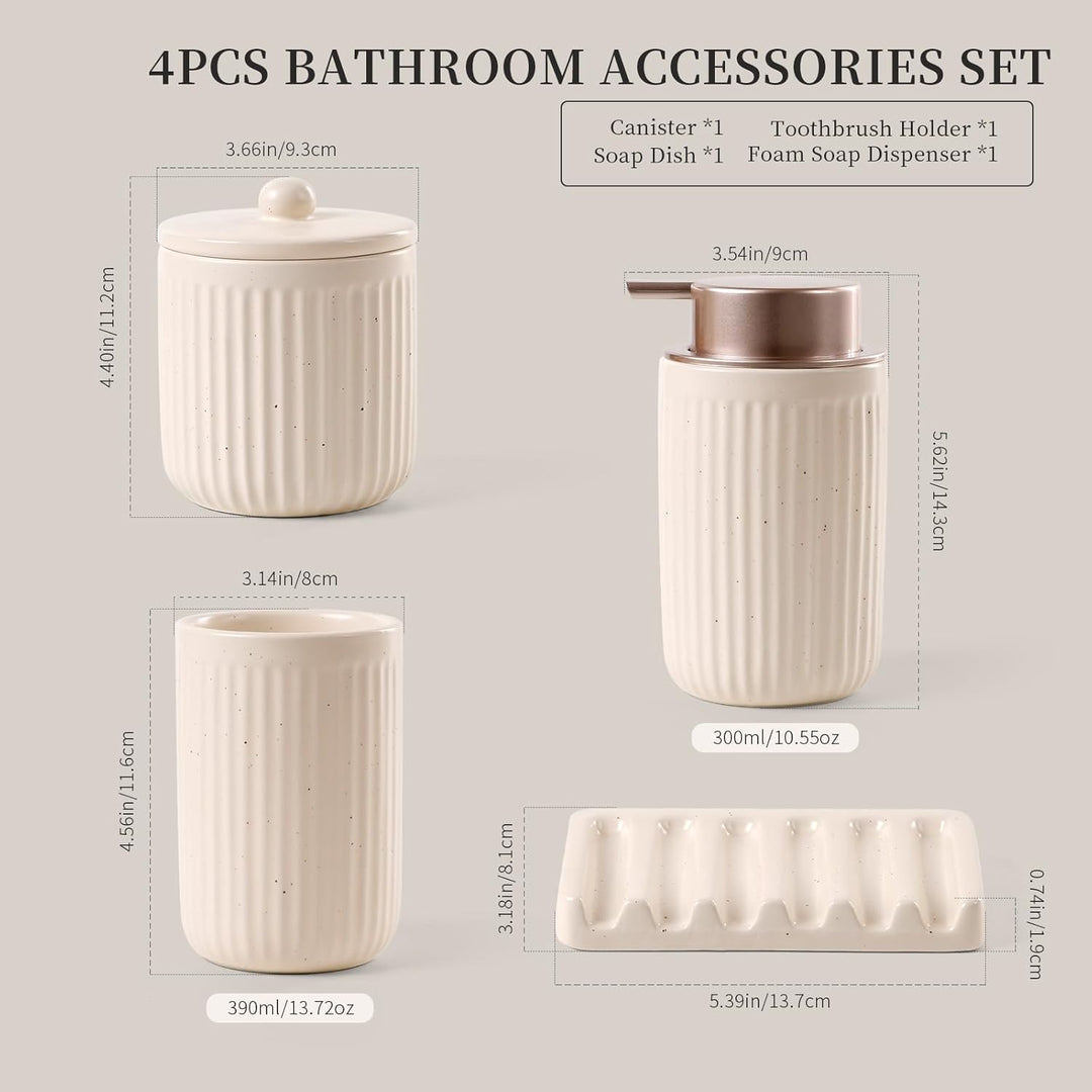 UMLACA Badezimmer Set Keramik, 4 Teiles Badezimmer Zubehör Set, Badezimmer Organizer mit Seifenspend