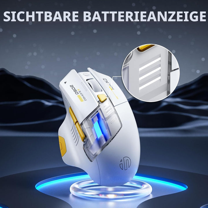 INPHIC A9 Explorer Bluetooth-Maus, Dual-Mode Bluetooth 5.0/2.4G, 2400 DPI, sichtbare Batterieanzeige