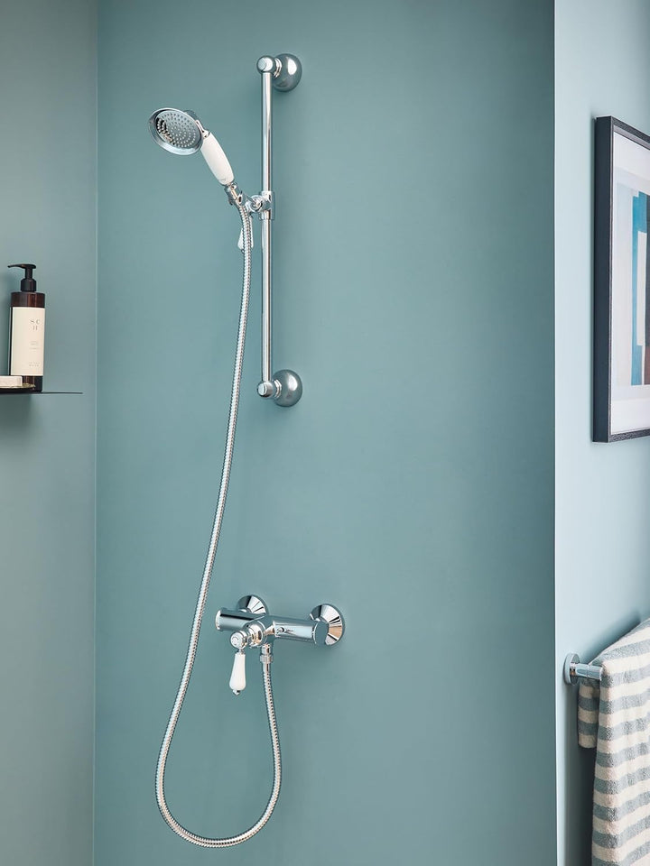 Jacob Delafon - Louise Wand-Duscharmatur, mechanisch, Retro-Design, Keramikgriff, wassersparend, 21,