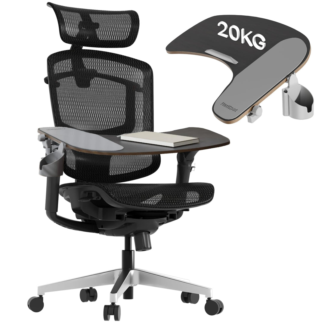 FLEXISPOT ErgoX Pro Ergonomischer Bürostuhl mit Laptoptisch, 12-stufiger Höhenverstellung, 7D-Armleh