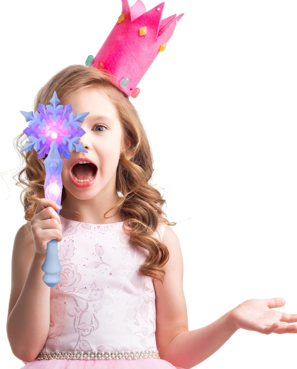 VICASKY Zauberstab Kinder Leuchtstab Leuchtstäbe Prinzessinnen Schneeflocken mit LED Leuchtfunktion