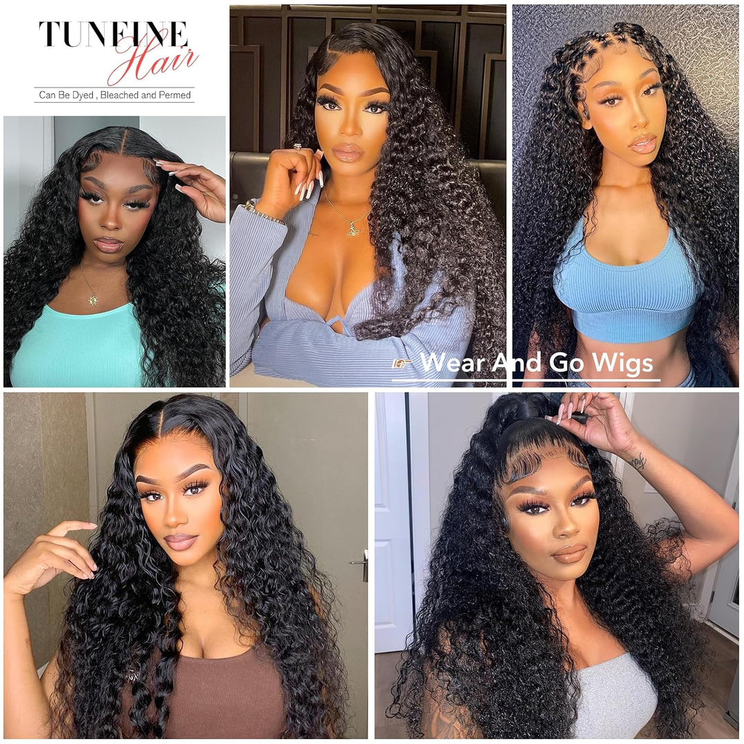 5x5 Glueless Human Hair Wig with 180% Density, 18 Zoll Tiefe Welle Echthaar Perücke für Damen, 100%