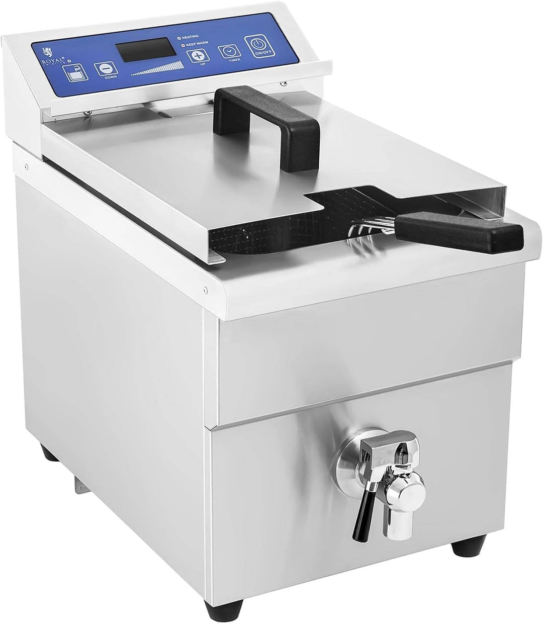 Royal Catering Horeca Induktions-Fritteuse 10 l, 3.500 W, 60-200 °C, mit Ablassventil und Timer
