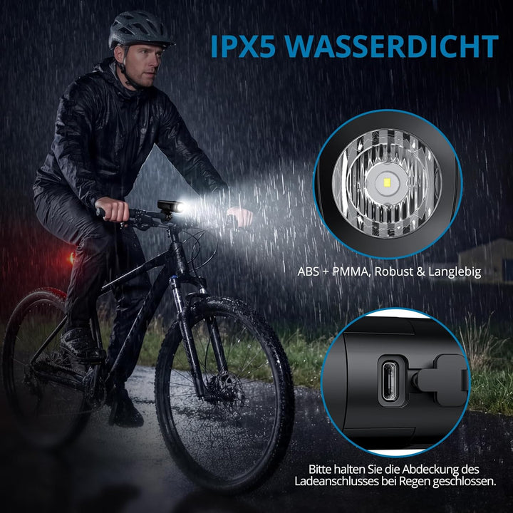 AUTOUTLET Fahrradlicht Vorne StVZO Zugelassen, 20-40 LUX Fahrradlampe Vorne 2600mAh Akku USB-C Schne