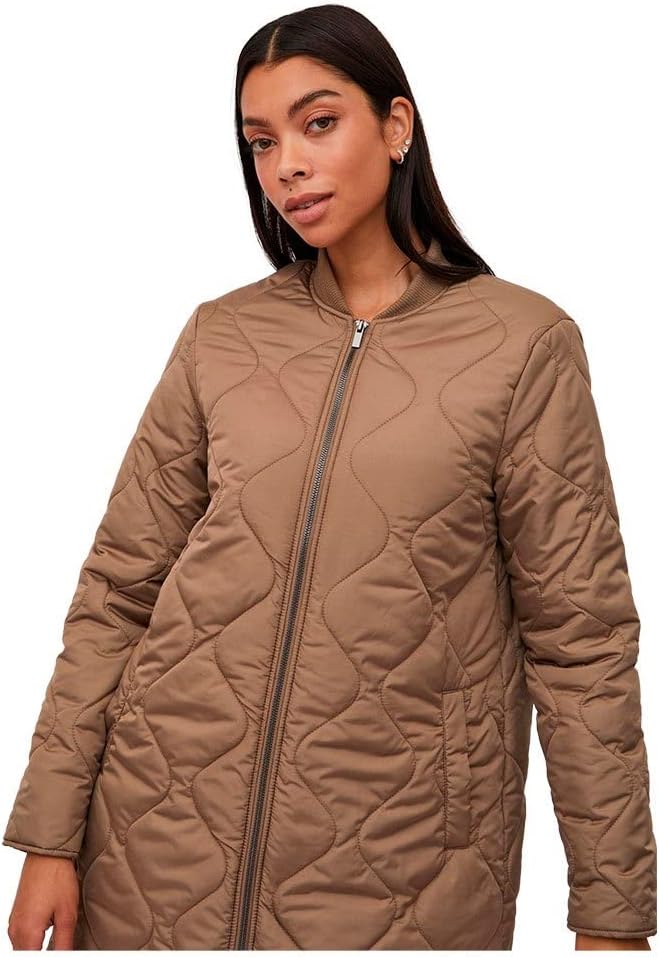 Vila Damen Vimanon Quilted Jacket - Noos Mantel 36 Walnut, 36 Walnut