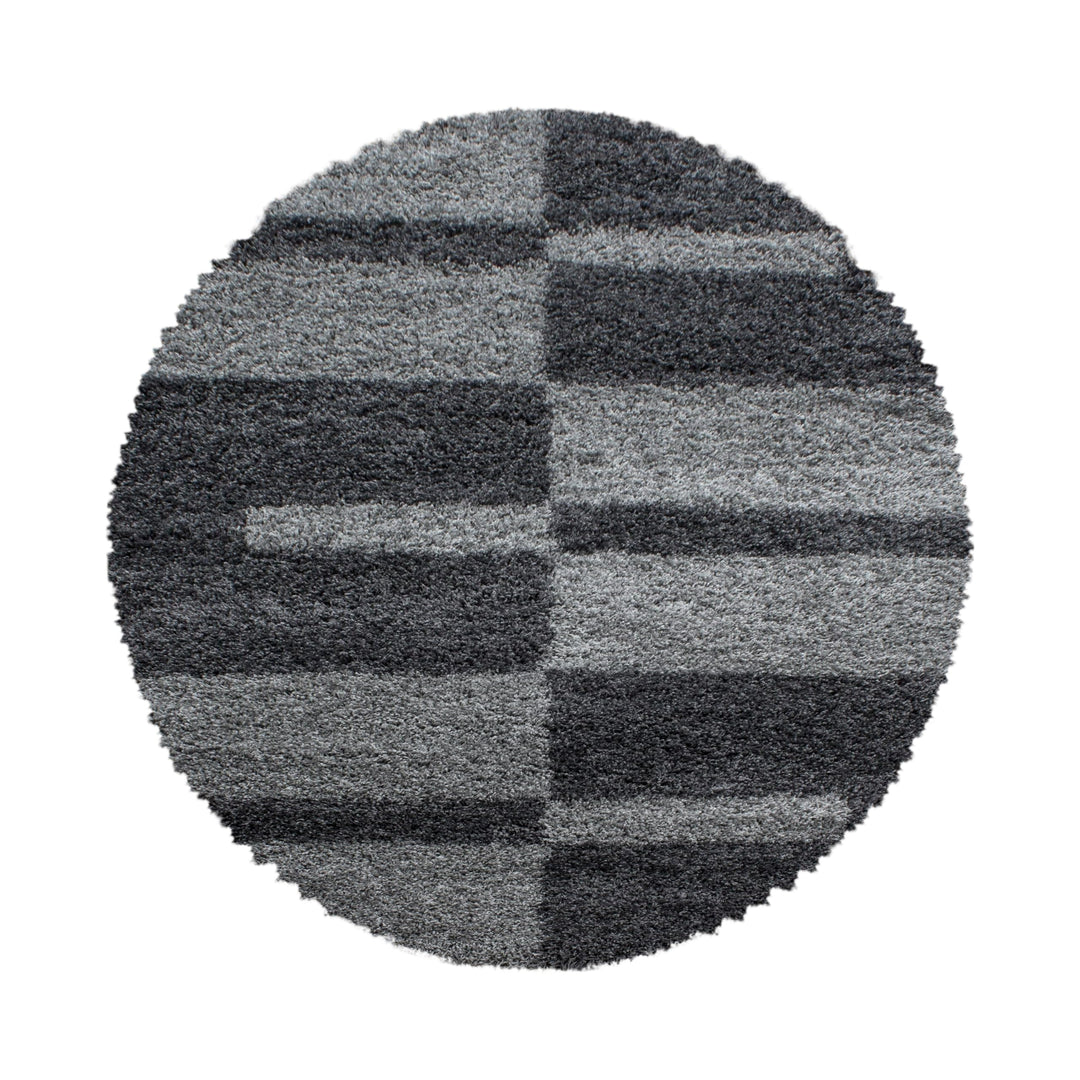 HomebyHome Teppich Rund Shaggy 80 cm Rund - Hochflor Runder Teppich Grau und Anthrazit Extra Weich u