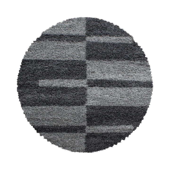 HomebyHome Teppich Rund Shaggy 80 cm Rund - Hochflor Runder Teppich Grau und Anthrazit Extra Weich u