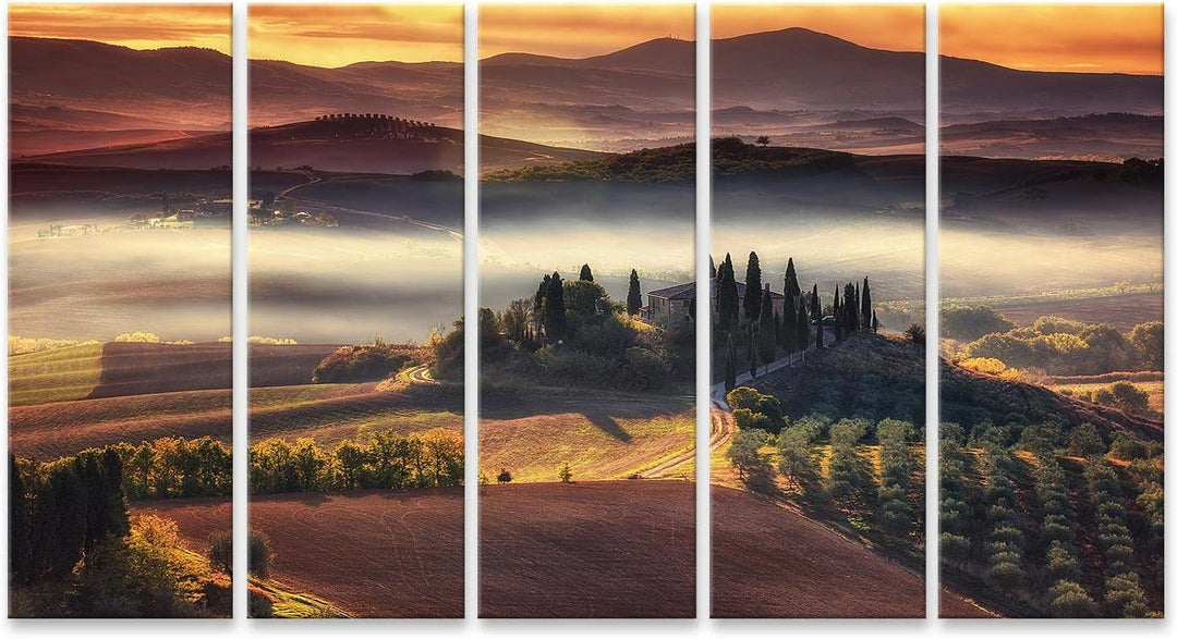 islandburner Bild auf Leinwand Toskana Panorama Landschaft Berühmt Bauernhaus Sanften Hügeln Tälern