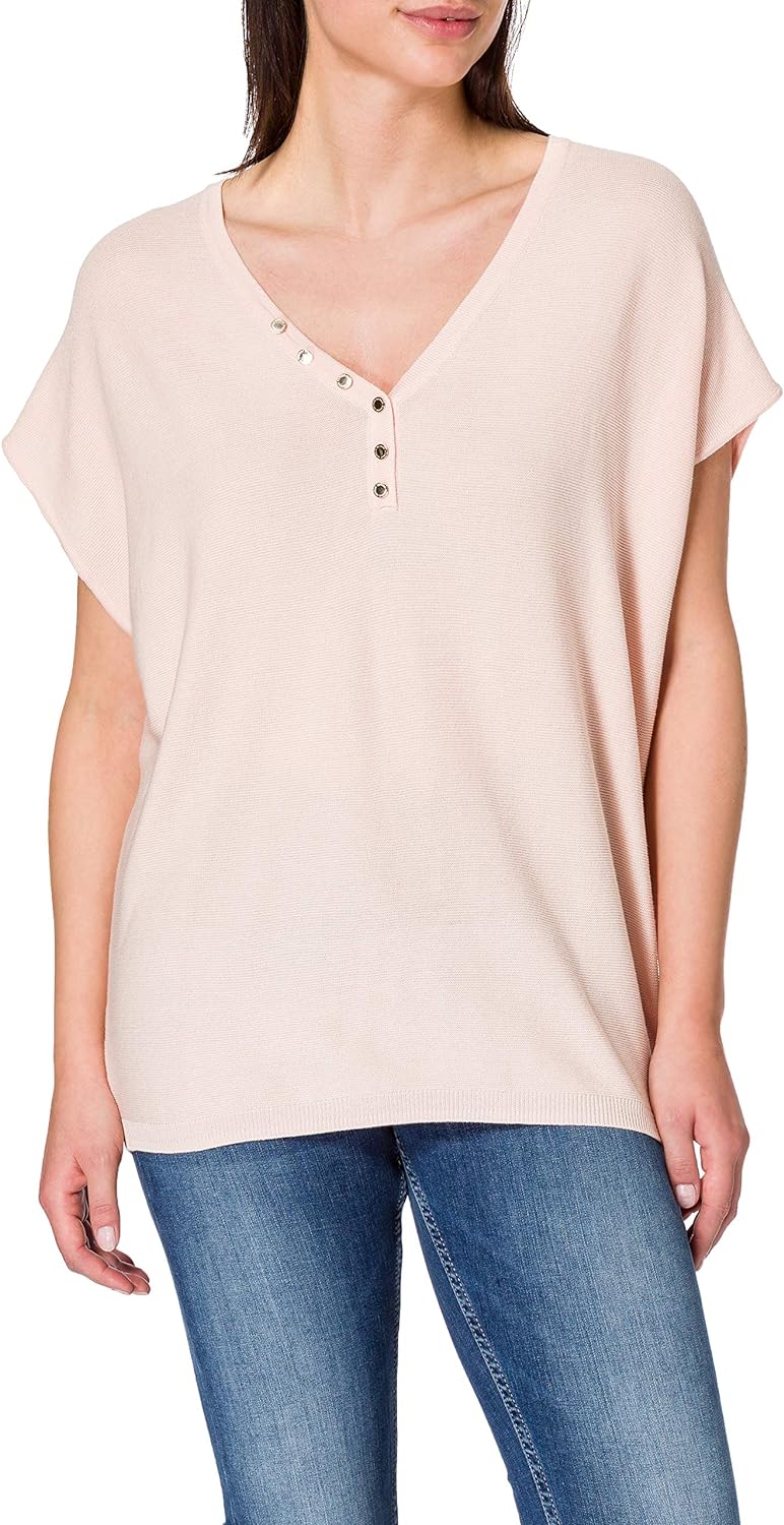 Morgan Damen V-Ausschnitt, Knopf Pullover, Nude, XS Hoch