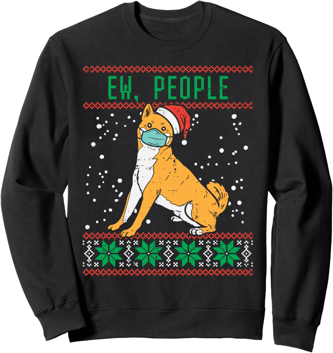 Ew People Shiba Inu Dog Mask Ugly Christmas Quarantine Gift Sweatshirt