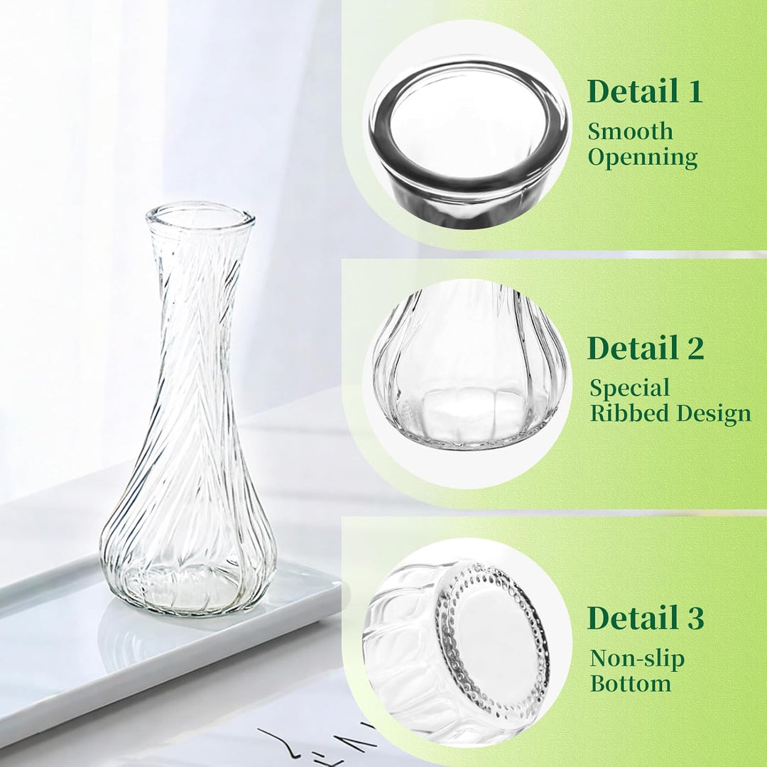 12 x Kleine Vasen für Tischdeko, Hewory Vase Glas Blumenvase Vintage Deko Glasvase Mini Vasen Set Va