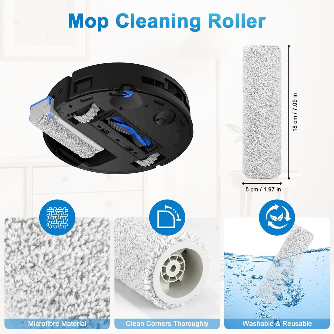 Zubehörset für ECOVACS DEEBOT T80 Omni Saugroboter, 1 Hauptbürste, 2 Rolle Wischtücher, 4 HEPA-Filte