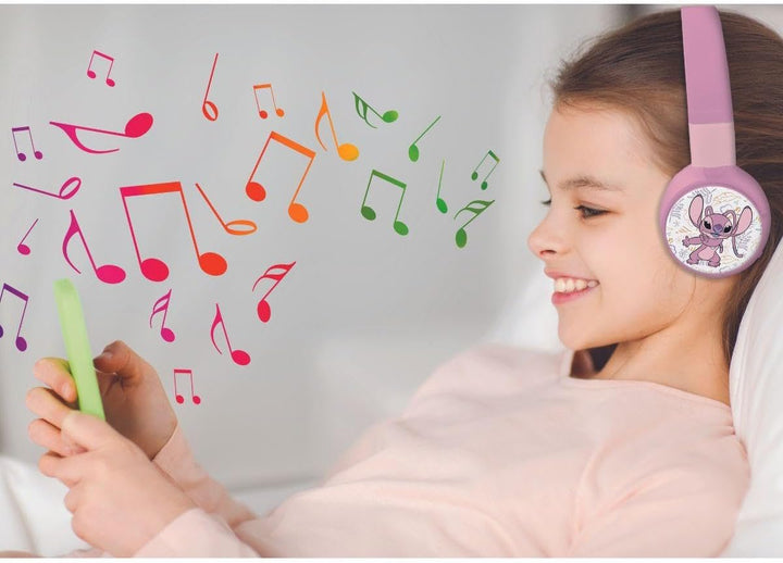 Lexibook, Disney Stitch, Angel 2-in-1 Bluetooth- und Kabelkopfhörer mit Mikrofon und Steuertasten, f