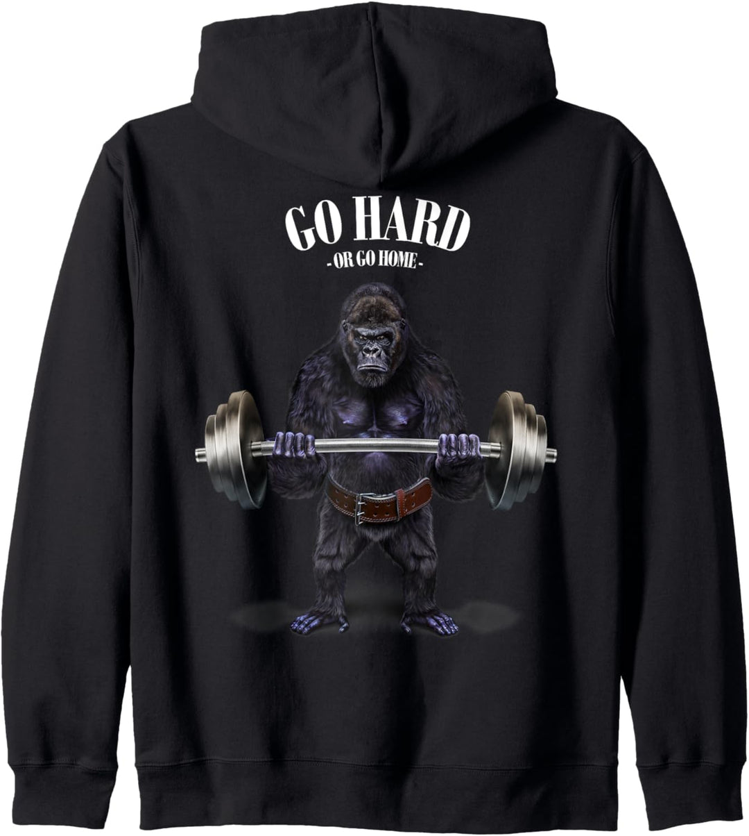 Gorilla beim Heben von Gewichten im Fitnessstudio Kapuzenjacke