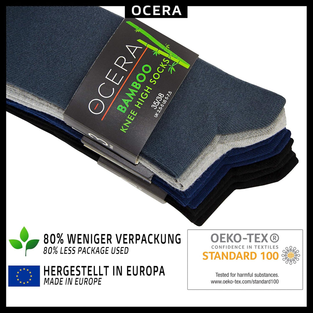 OCERA BAMBUS Kniestrümpfe, 3 oder 6 Paar atmungsaktive Kniestrümpfe aus nachhaltigen Bambusfasern fü