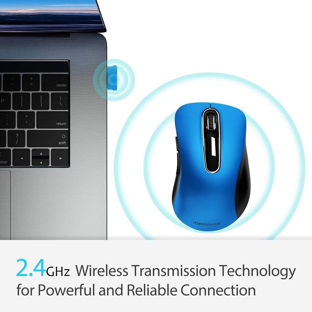 memzuoix Kabellose Maus 2.4GHz, Tragbare Optische Wireless Maus 1400 DPI mit Mini-USB-Empfänger, 5 T