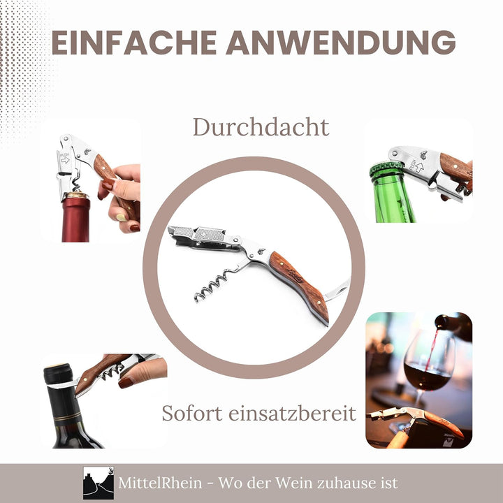 LORELEY® MITTELRHEIN Germany Premium Kellnermesser | Korkenzieher | Weinöffner | Flaschenöffner aus