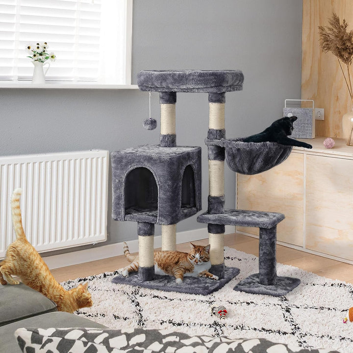 Yaheetech Kratzbaum 96 cm hoch Katzenbaum Kletterbaum für Katzen, mit Sisal Plüsch Katzenhöhle und K
