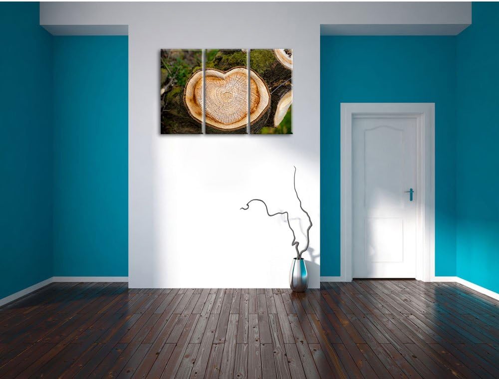 Pixxprint Jahresringe am Baumstamm / 3-Teilig/Gesamtmass 120cm Leinwandbild bespannt auf Holzrahmen/
