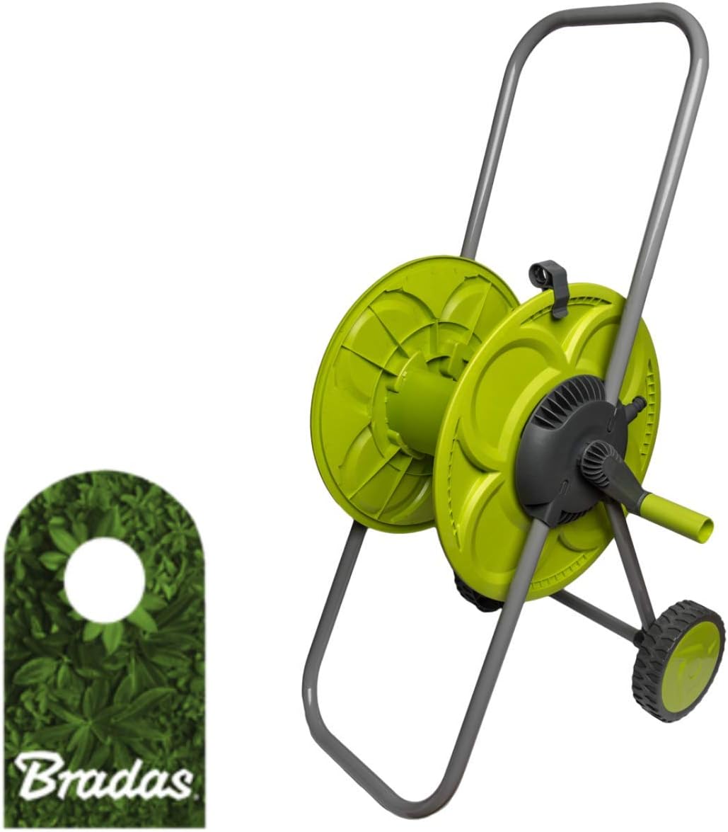 Bradas Schlauchwagen Schlauchtrommel Tragbar Schlauchhalter 1/2" 50m Lime LINE Clover LE-9104 2242
