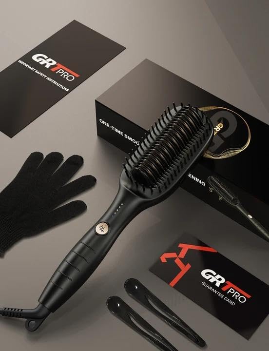 Glättbürste Breit Glätteisen Breit Extra 51mm, Glättungsbürste & Haarglätter Professioneller 2 in 1,