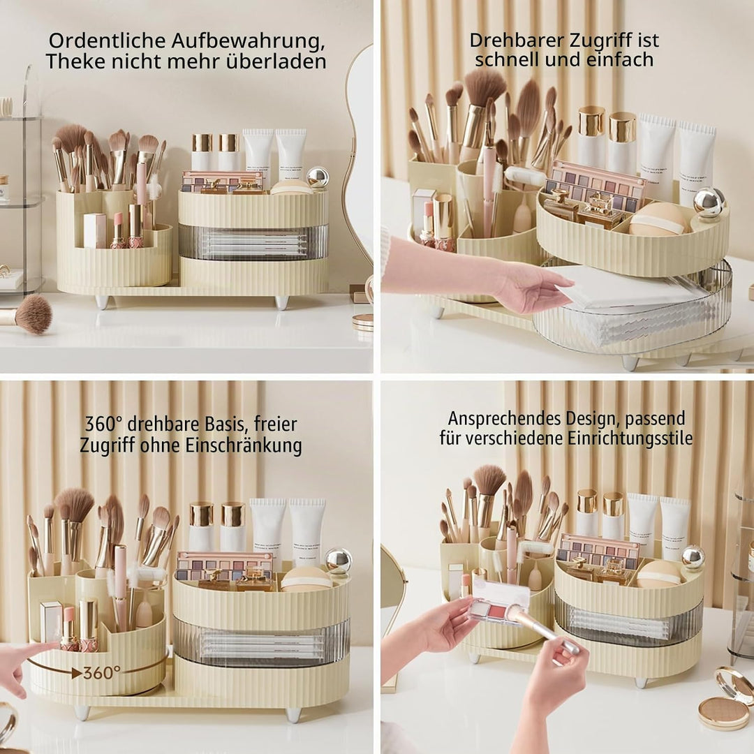 DASITON Make up Kosmetik Organizer,360° Drehbarer Make Up Pinsel Organizer,Grosser Kapazität Kosmeti