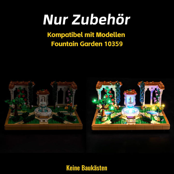 BrickBling Fernbedienung Licht-Kit Kompatibel mit Lego 10359 Fountain Garden (Kein Modell), Led Bele