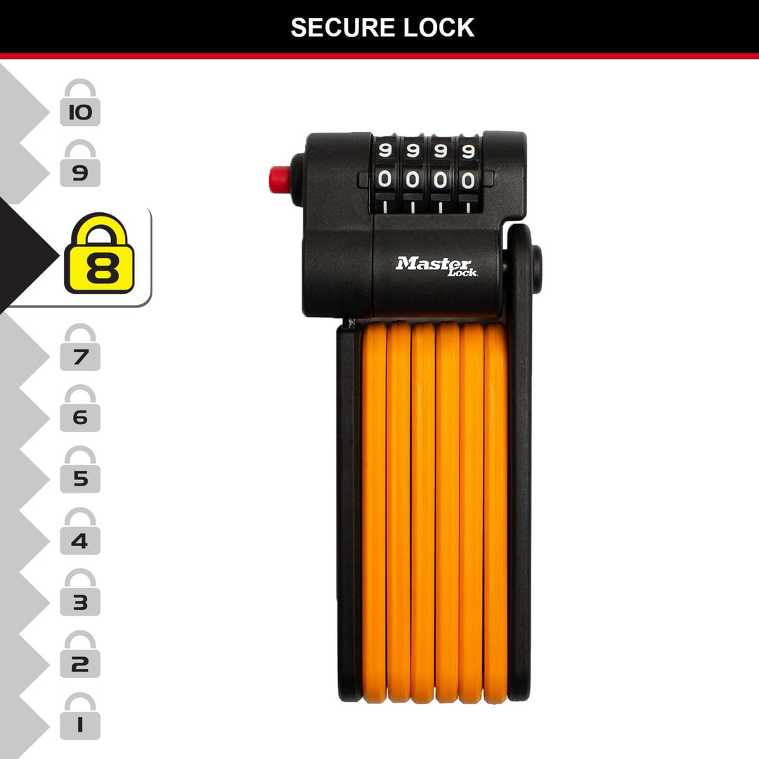 Master Lock Kombinations-Faltschloss Gehärtete Stahlglieder, inkl. Halterung und Befestigung, 80cm K