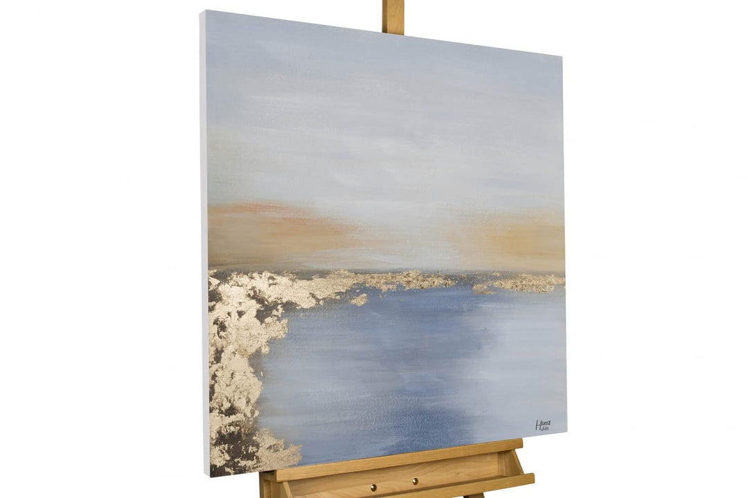KunstLoft Leinwandbild | 100% HANDGEMALT | 80x80cm | Gemälde 'Verzauberter Horizont' | Abstrakt | Bl