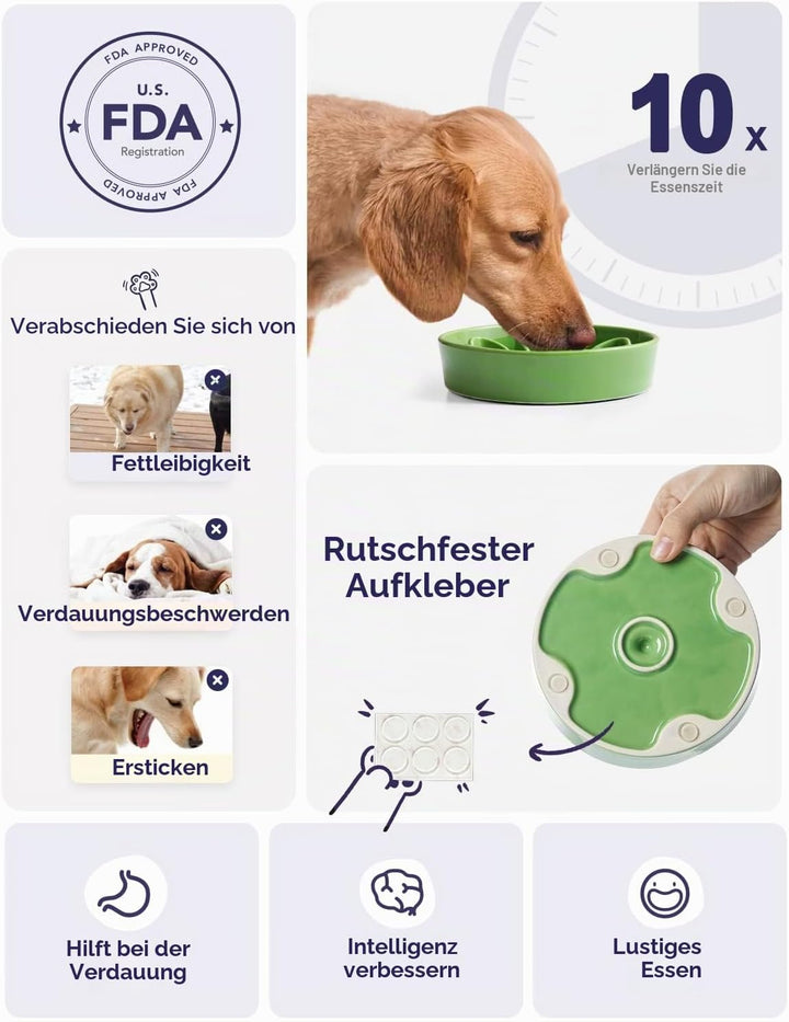 LE TAUCI Hundenapf aus Keramik, Antischlingnapf für Mittelgrosse und Kleine Hunde, Langsam Fressen u