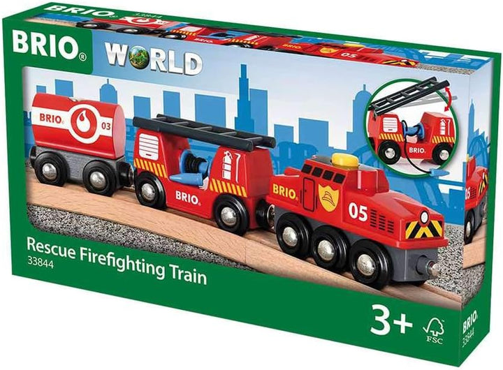BRIO Bahn 33766 - Grosses Premium Set in Kunststoffboxen & World 33844 Feuerwehr-Löschzug – Feuerweh